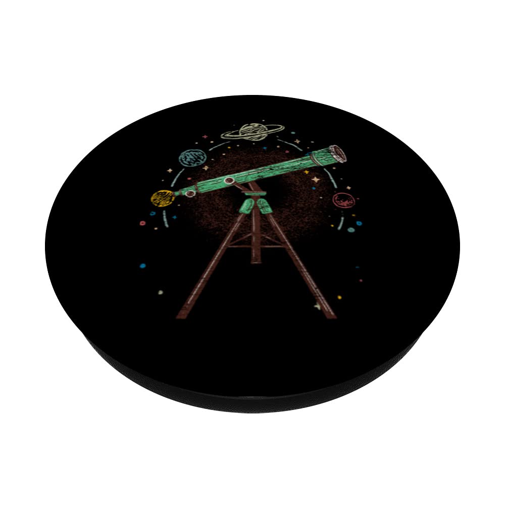 Stars Planets Galaxy Telescope Outer Space Astronomy PopSockets Swappable PopGrip - Perfect for Stargazing, Astronomy Enthusiasts & Space Lovers