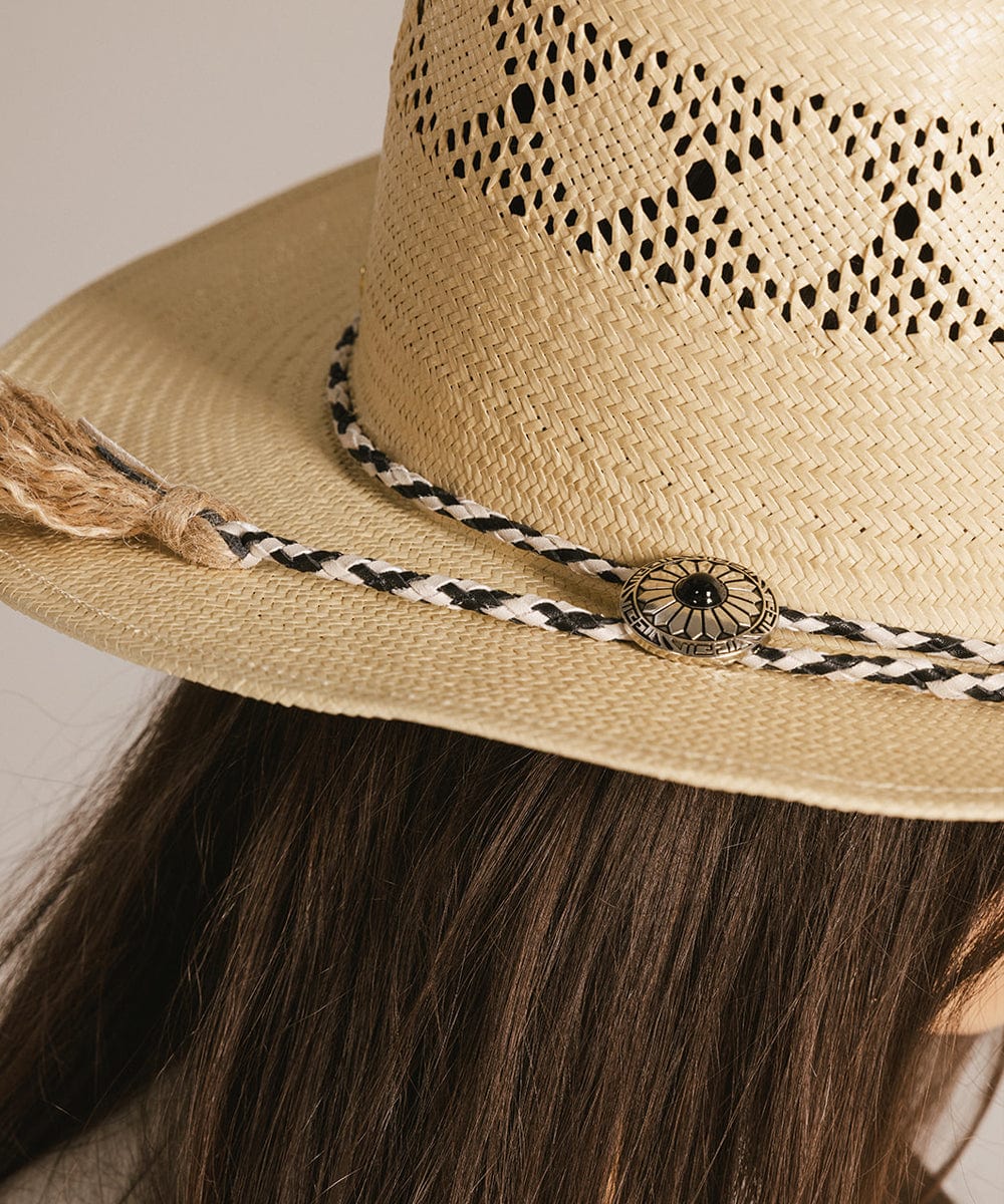 Braided Bolo Tassel Hat Band for Cowboy Hats - Western Style Leather Cord Accessory for Men & Women - Perfect for Rodeo, Country Music Festivals & Outdoor Adventures