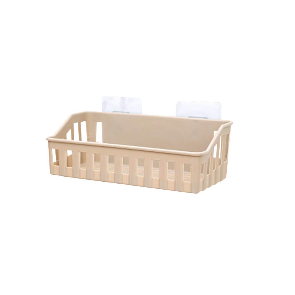 JIGUANG Wall Mounted Storage Basket - Rustic Flower Pot Rack, Bathroom Shelf & Shower Organizer | Punch-Free Installation for Kitchen, Yard & Bathroom | Space-Saving Home Decor (Light Coffee) - Perfect for Small Spaces, Urban Living & Clutter-Free Organization