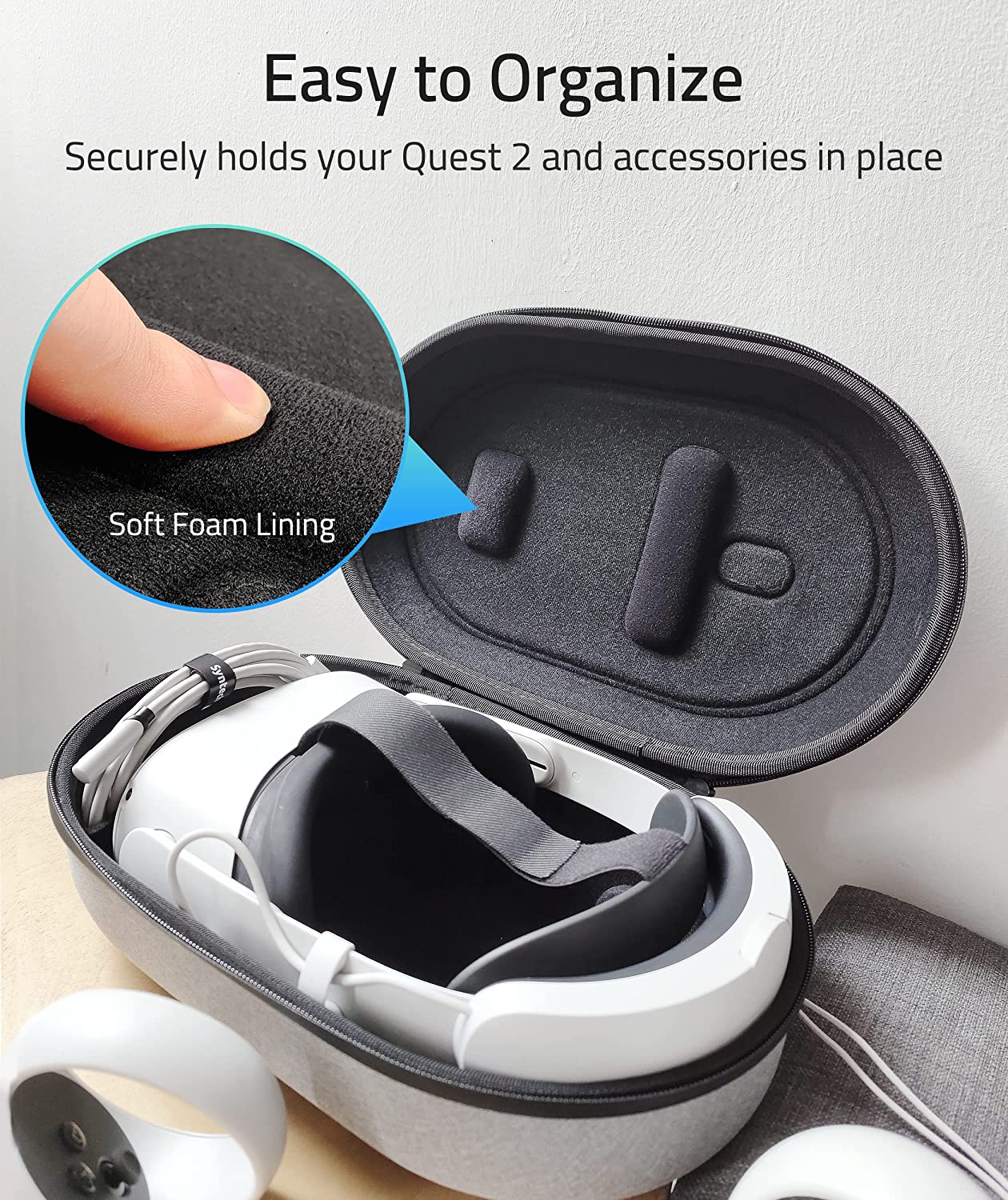 Syntech Carrying Case for Oculus Quest 2 - Protective Travel Storage Bag with Padded Interior for VR Headset, Controllers & Accessories - Perfect for Gaming, Travel & Home Storage