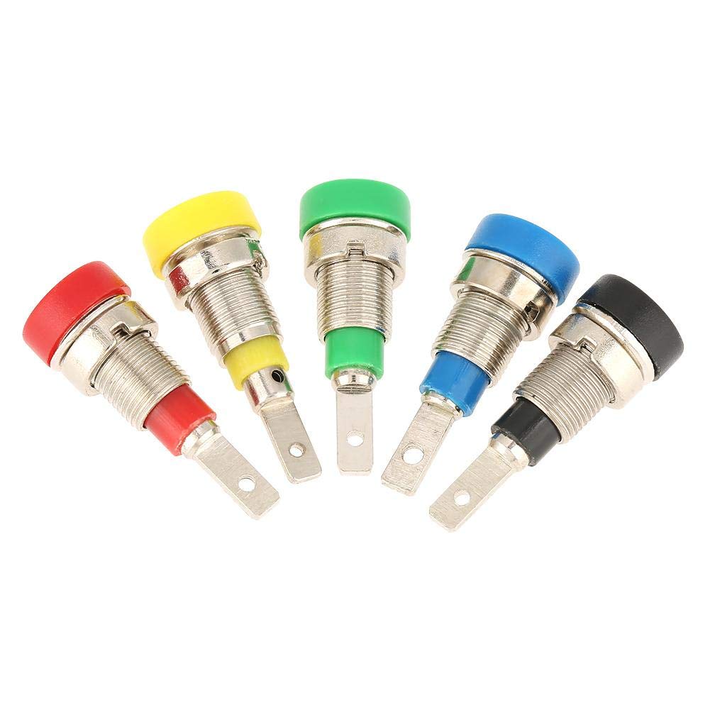 FTVOGUE 5Pcs Mixed Color Panel Mount Banana Socket 2.0mm Jack - Banana Plugs for Test Probes, Sockets & Converters | Ideal for Electronics Testing, DIY Projects & Lab Equipment Connections