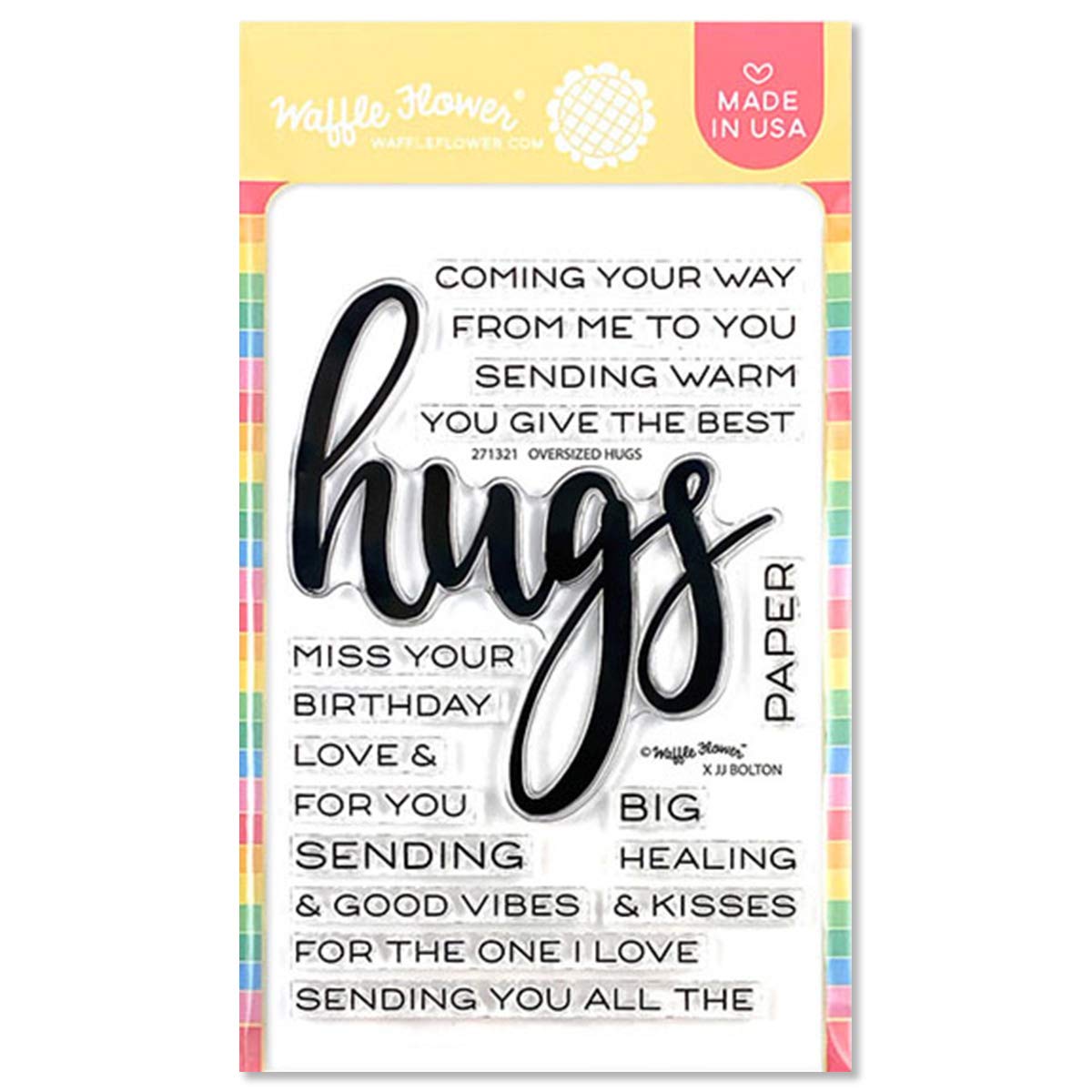 Waffle Flower Oversized Hugs Stamp Set - Send Paper Hugs When You Can't Be There - Perfect for Greeting Cards, Scrapbooking & DIY Crafts