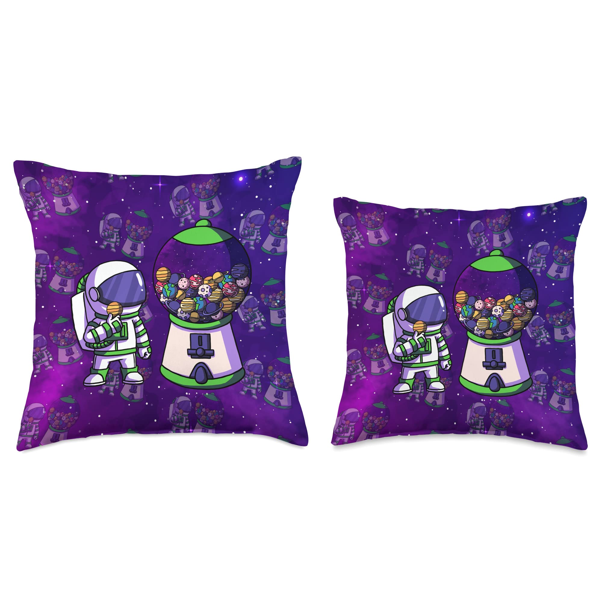 Celestial Aesthetic Galaxy Planets Gumball Machine Throw Pillow - Space Themed Decor for Bedroom, Living Room, Dorm - Soft & Cozy Decorative Cushion for Teens & Adults