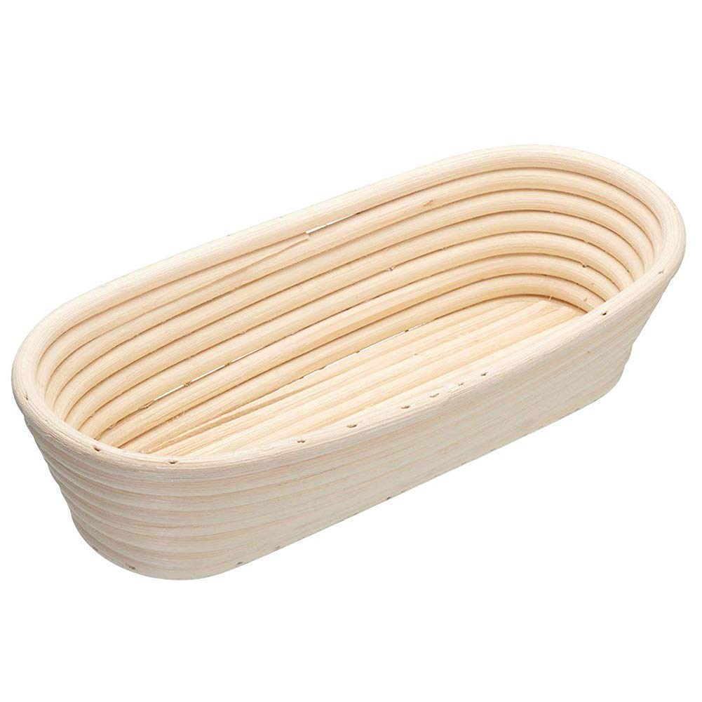 Handmade Rattan Bamboo Bread Proofing Basket with Linen Cloth & Dough Scraper - Perfect for Sourdough, Banneton Baking & Artisan Bread Making - Ideal for Home Bakers & Professional Bakeries