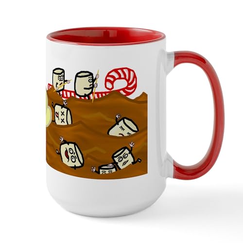 White/Red Inside - Marshmallows Drowning In Hot Chocolate Large Mug