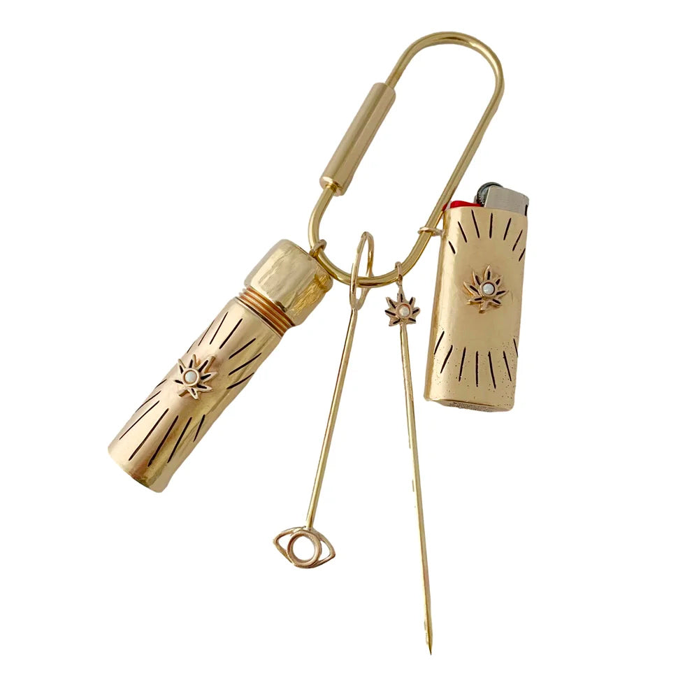 Premium Brass Key Ring Set with Genuine Opal Stone - Durable & Stylish Keychains for Home, Office, or Gift Giving