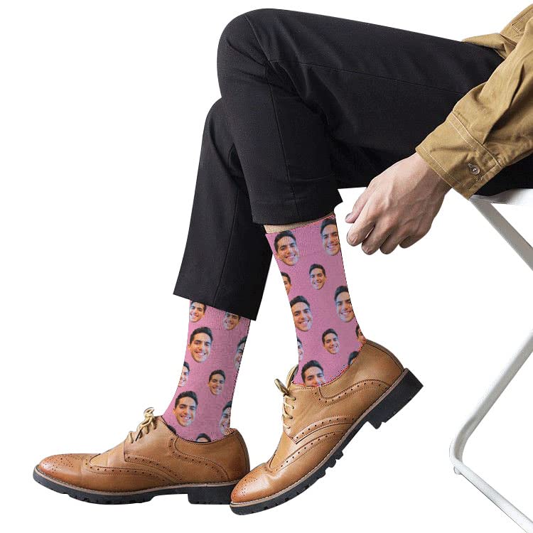 Custom Printed Photo Socks for Men & Women - Personalized Novelty Face Socks (Pink, XS) - Perfect for Gifts, Couples, Family & Special Occasions