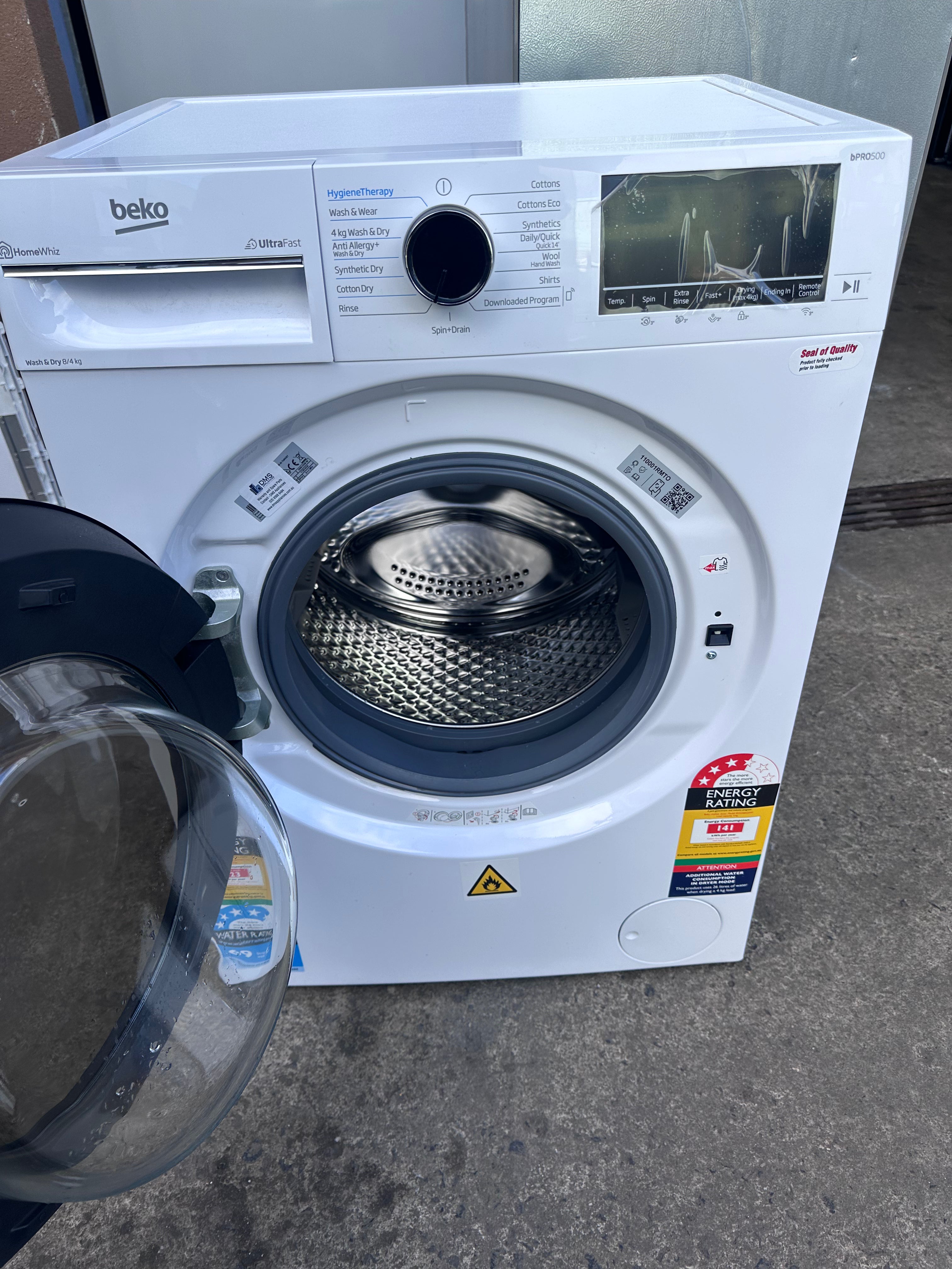 Beko BWDB8420W 8kg/4kg UltraFast Washer Dryer Combo - Factory Second | Energy Efficient Laundry Solution for Apartments & Small Homes | Fast Drying & Space Saving Design
