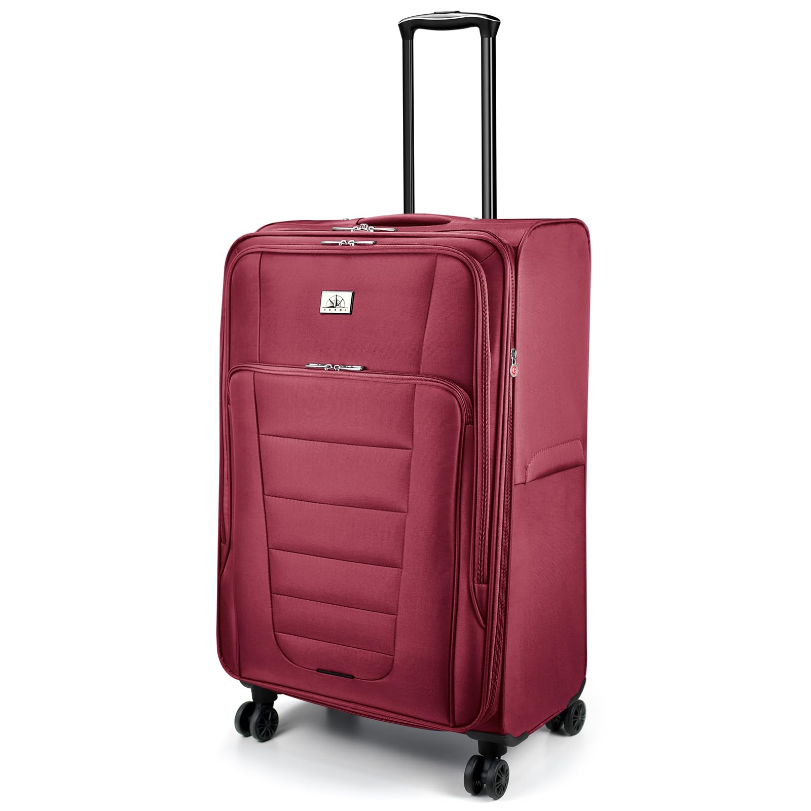 Verdi 28-Inch Expandable Lightweight Spinner Luggage - Burgundy Softside Suitcase for Checked Travel | Perfect for Long Trips, Vacations & Business Travel