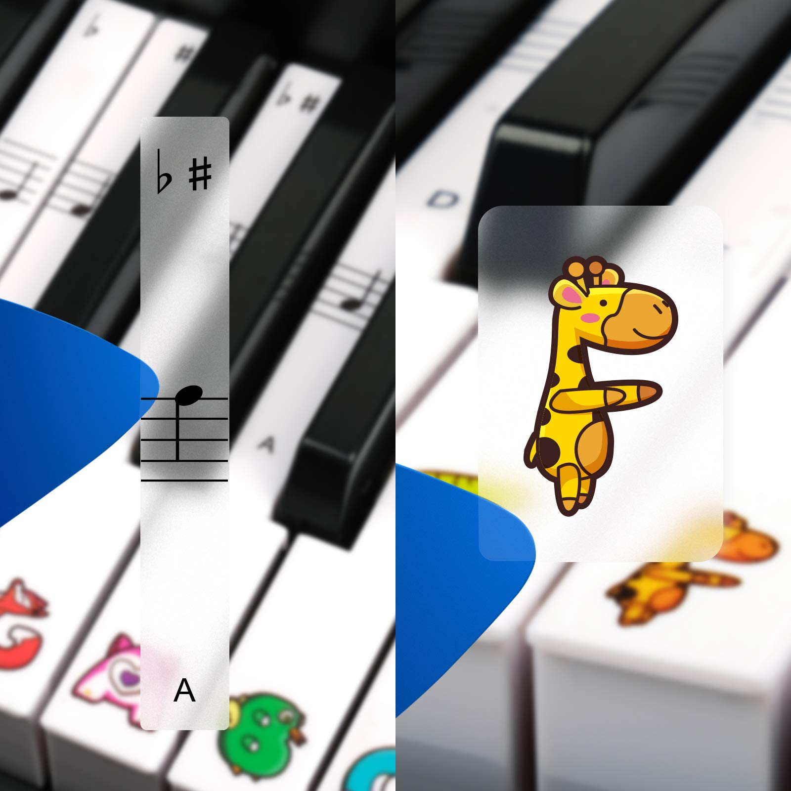Colorful Cartoon Animal Piano Keyboard Stickers - Removable & Reusable Music Note Labels for 88/76/61/49 Key Pianos - Fun Learning Tool for Kids & Beginners - Perfect for Home, Classroom & Music Lessons