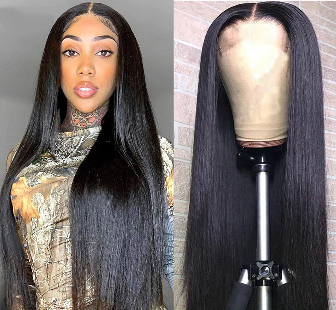LUMIERE 24 Inch Straight Human Hair Wigs for Black Women - 4x4 Lace Closure, Unprocessed Remy Hair, 150% Density, Pre-Plucked Baby Hair, Natural Color | Perfect for Daily Wear, Parties, and Special Occasions