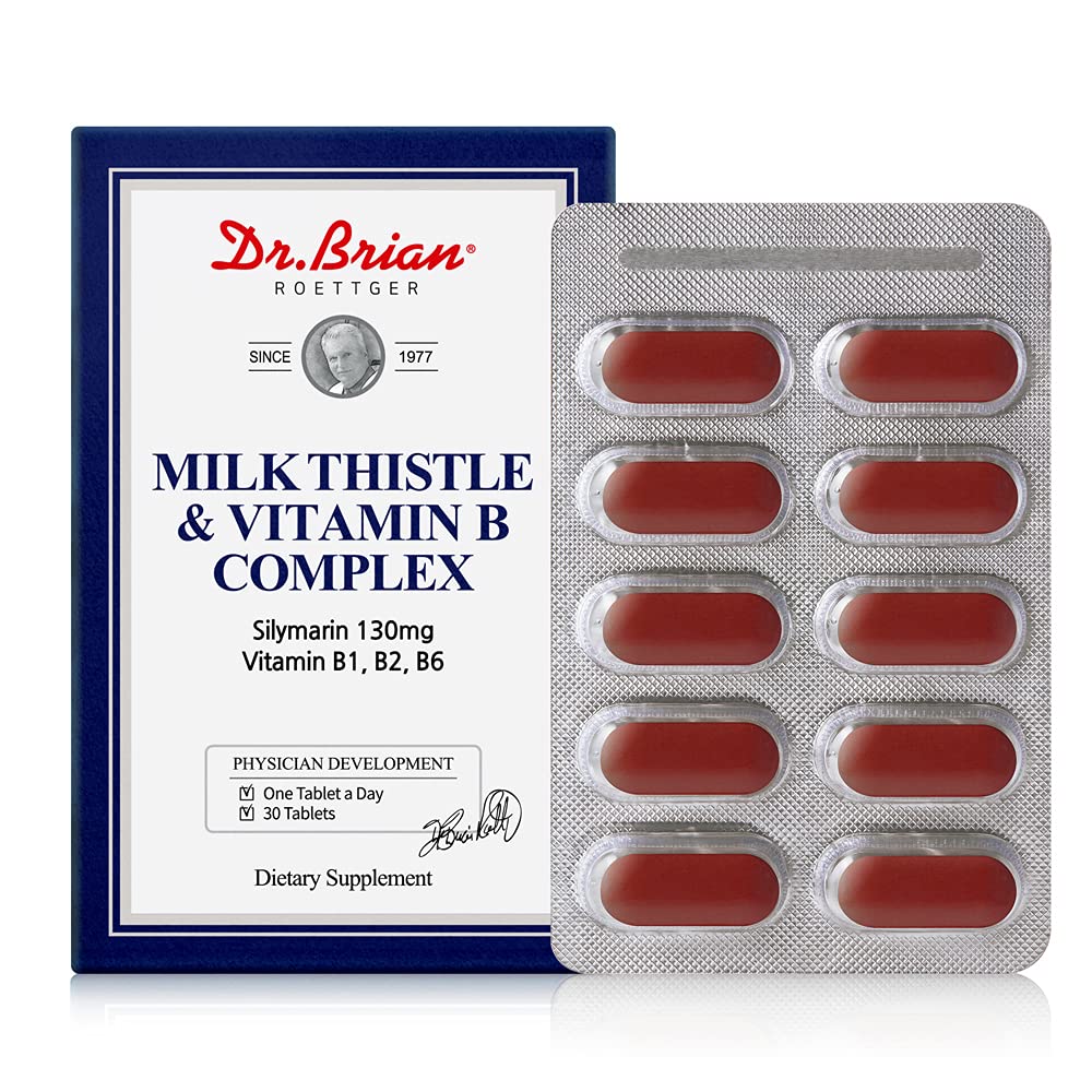 Dr. Brian Milk Thistle & Vitamin B Complex Tablets - Liver Detox Cleanse, Hangover Relief, Energy & Metabolism Booster (30 Tablets) - Supports Liver Health & Vitality for Active Lifestyles
