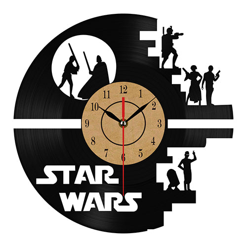 Star Wars Themed 3D Vinyl Record Wall Clock - Creative CD Clock for Home Decor, Unique Gift for Movie Fans - Perfect for Living Room, Bedroom & Office Decoration