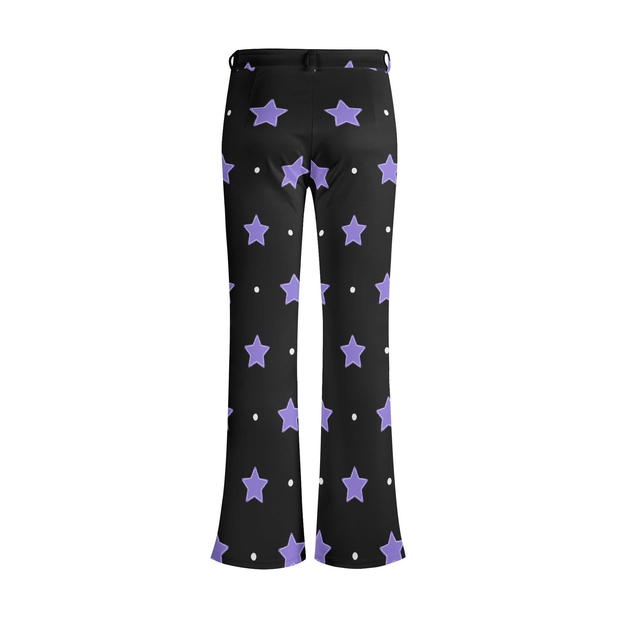 Trendy Purple Stars Flare Pants for Women - High Waisted Wide Leg Yoga Pants - Boho Chic Lounge Pants for Casual Wear, Yoga & Festival Outfits