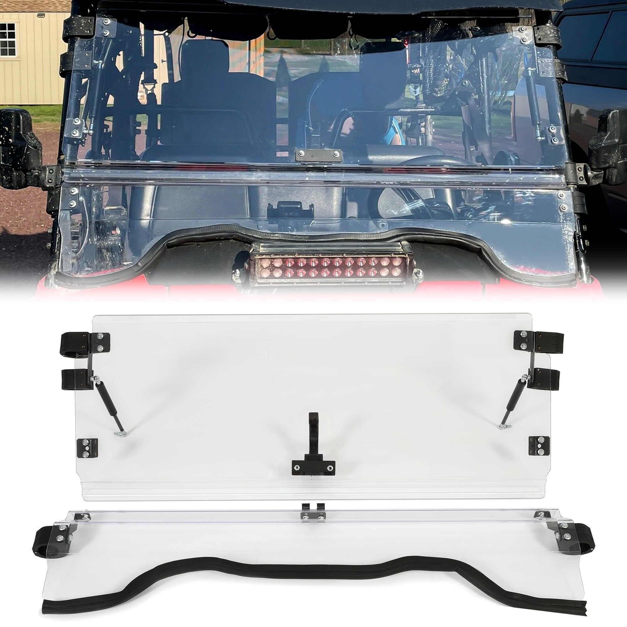 Kojem 2-in-1 Gas Spring Flip Windshield for 2014-2025 Honda Pioneer 700/700-4 - Durable Scratch-Resistant ATV Windscreen - Perfect for Off-Roading, Hunting & Trail Riding