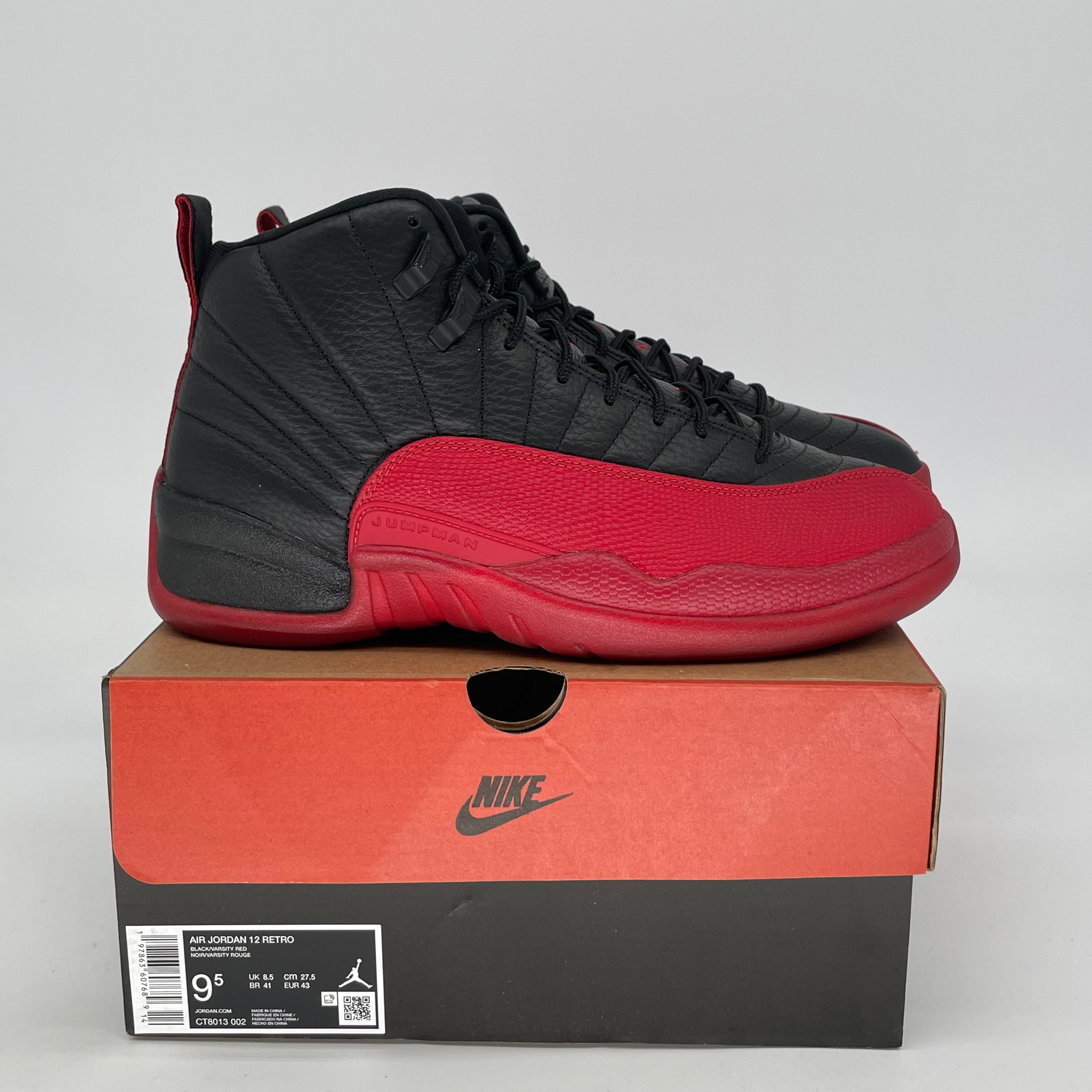AIR JORDAN 12 FLU GAME Basketball Shoes Men's Size 9.5/11W Black Red Retro Sneakers CT8013-002 - Perfect for NBA Games, Streetwear & Sneaker Collection