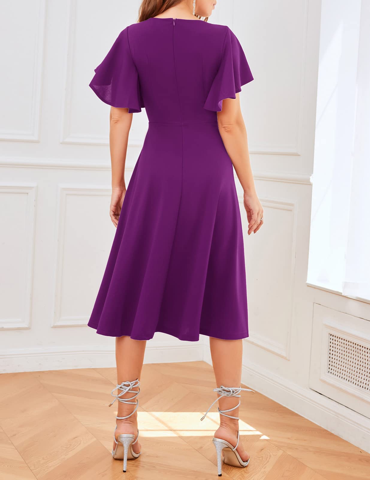 Elegant 2024 Bridesmaid Cocktail Dresses for Women - Sleeved Midi Wedding Guest Dress & Formal Tea Party Attire | Perfect for Weddings, Garden Parties & Special Occasions