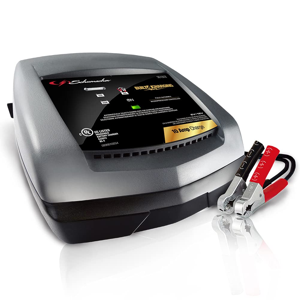 Schumacher SC1322 10A/3A 6V/12V Fully Automatic Smart Battery Charger, Maintainer & Desulfator - for Car, Truck, SUV, RV, Marine & Powersport Batteries - Ideal for Winter Storage, Seasonal Vehicles & Long-Term Battery Maintenance