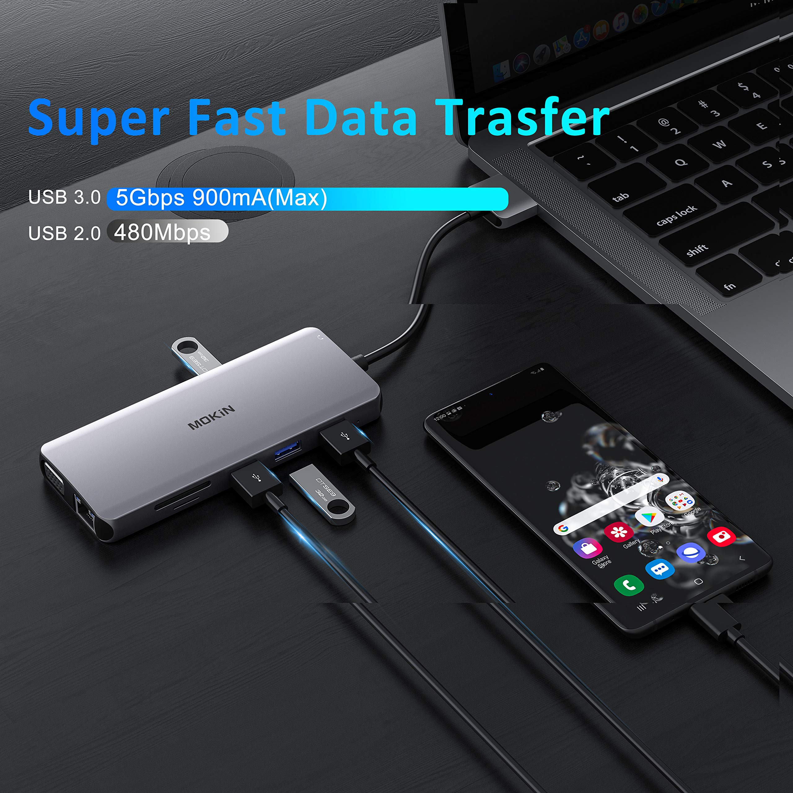 12-in-1 USB C Docking Station for MacBook Pro/Air - Dual HDMI, VGA, Ethernet, 4 USB Ports, 100W PD, SD/TF Card Reader - Perfect for Home Office, Video Editing & Multi-Monitor Setup