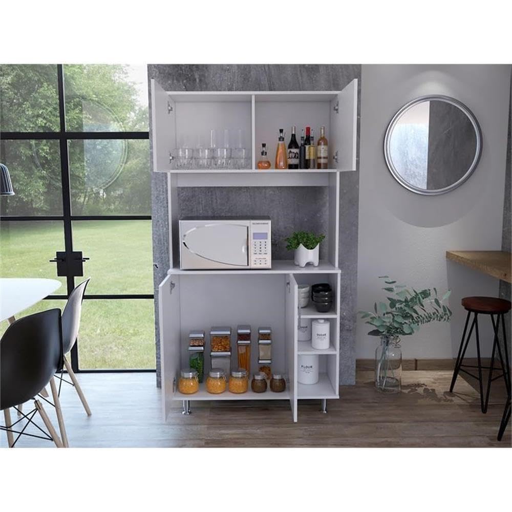 TUHOME 95 Pantry Kit - White Engineered Wood Storage Cabinet for Kitchen, Pantry & Laundry Room Organization