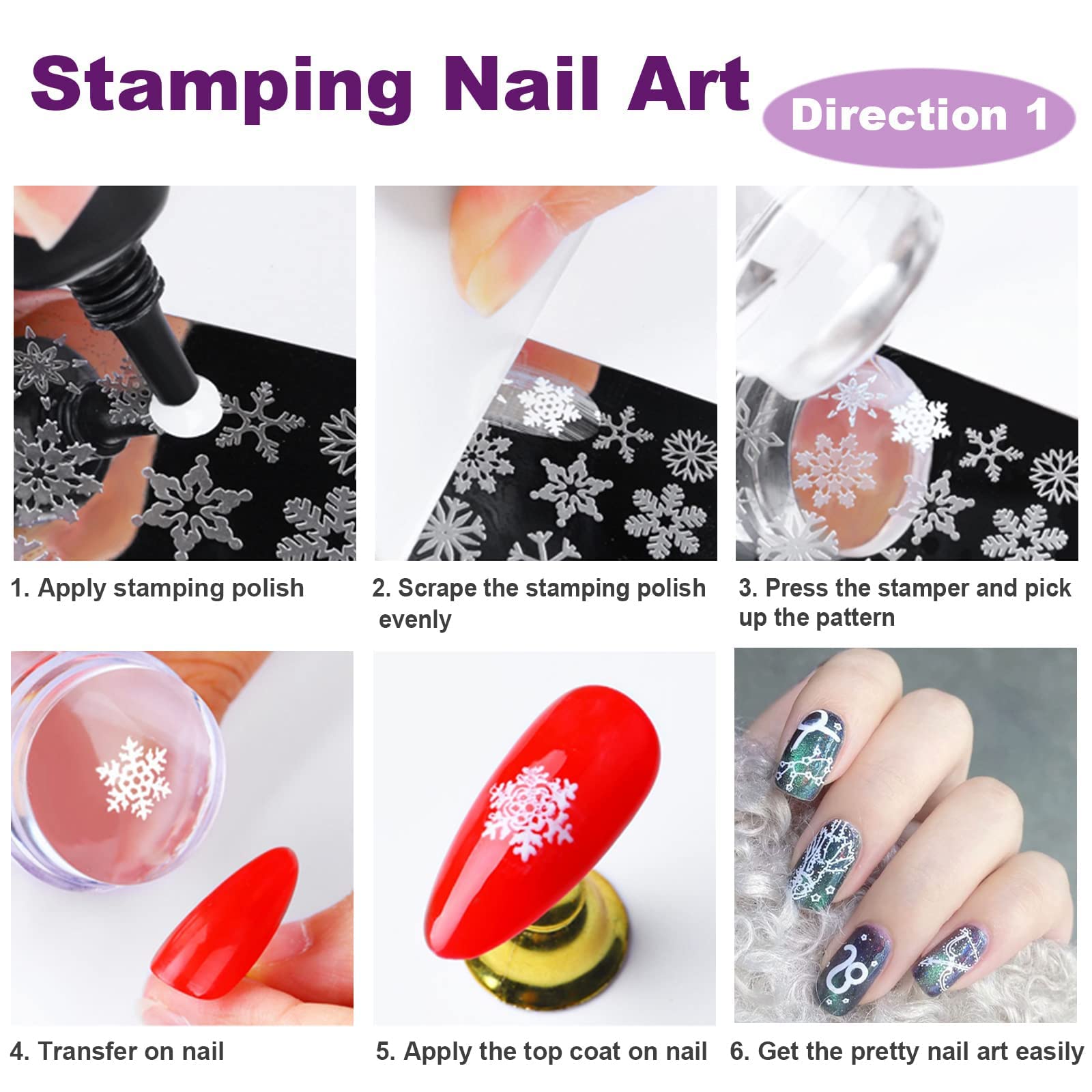 FAMIDIQGO Nail Art Kit - 3pc Double Ended Nail Pen Brushes & Clear Jelly Stamper with Scraper for French Tip Designs | Soft Silicone Stamp Printer for DIY Manicures at Home or Salon | Perfect for Beginners & Professionals