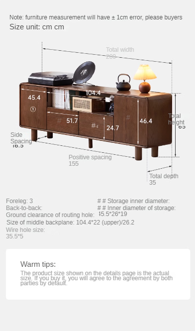 Solid Oak Wood TV Stand with Storage - Modern Entertainment Center for Living Room, Bedroom & Home Theater