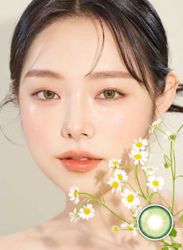 Buttercup Green (2 Pack) Monthly Silicone Hydrogel Contact Lenses - Natural Eye Color Enhancement for Daily Wear & Special Occasions