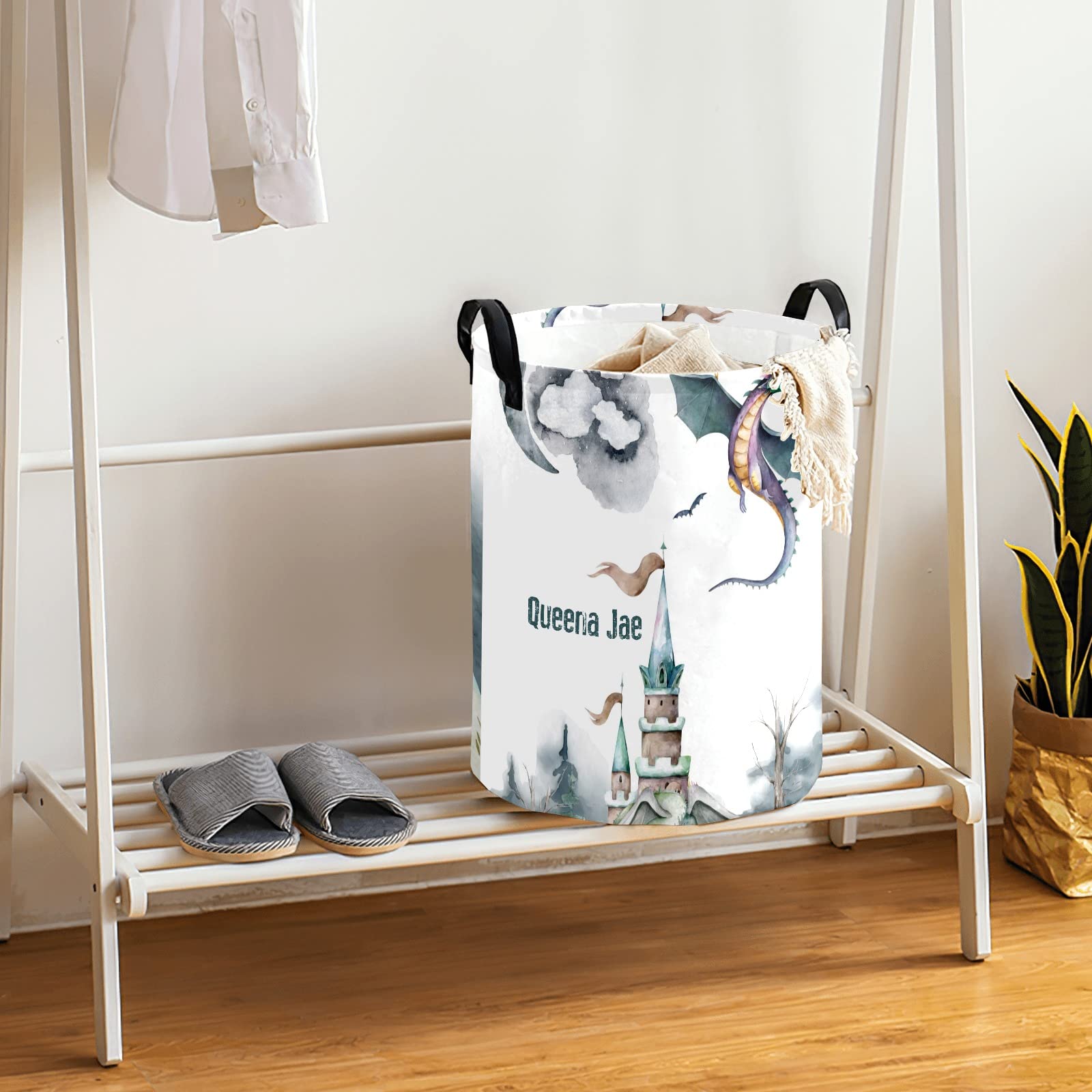 Medieval Castle Dragon Storage Bin - Waterproof Oxford Fabric Laundry Hamper, Toy Organizer & Gift Basket for Bedroom, Nursery, Kids Room | Perfect for Clothes Storage, Baby Essentials & Home Decor