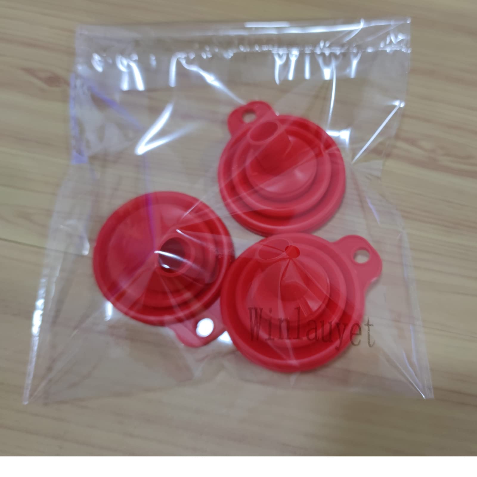 3 Pack Collapsible Silicone Kitchen Funnel - Food Grade for Water Bottles, Oil, Liquid & Powder Transfer - Portable & Space Saving (Red) - Perfect for Camping, Baking & DIY Projects