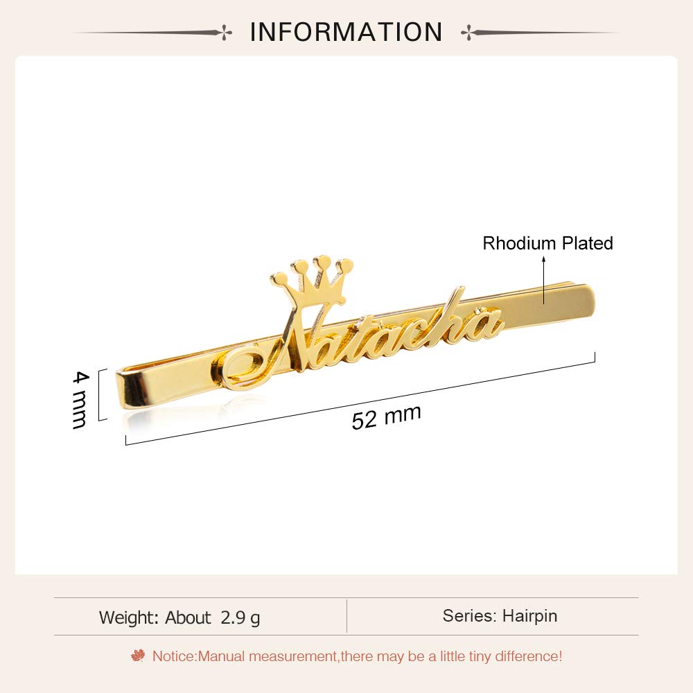 Kaululu Personalized Name Hair Barrettes for Women - Custom Name/Letter Fashion Hair Clips, Gold Wedding Hair Accessories, Cute Hair Jewelry for Her & Mother | Perfect for Bridal, Mother's Day Gifts & Special Occasions
