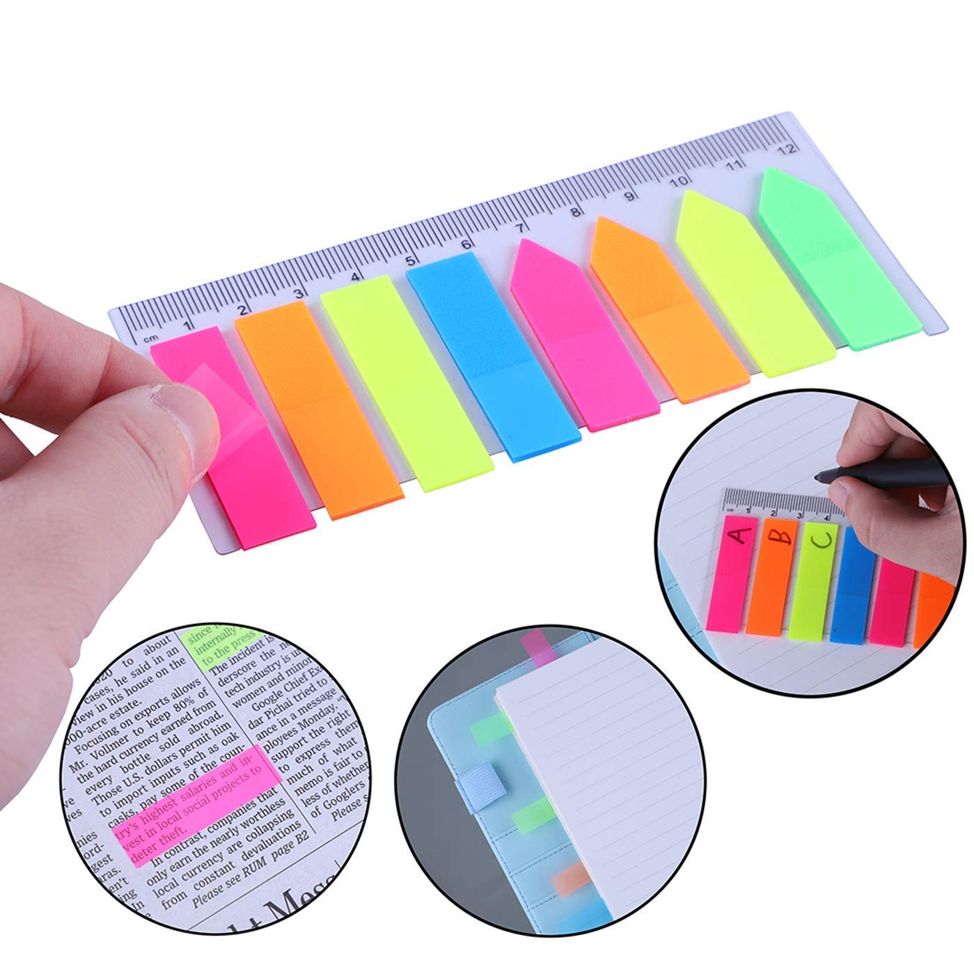 Antner A6 PU Leather Notebook Binder (White) - 3-Pack Refill Paper, 160 Neon Page Markers, 10 Dividers & 3 Pockets - Perfect for School, Office & Planner Organization