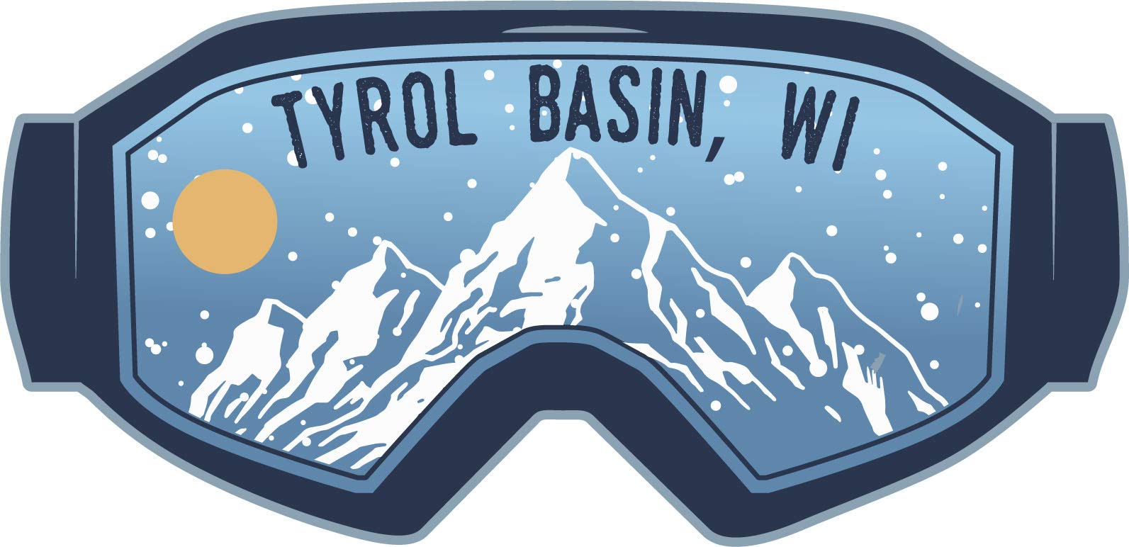 Tyrol Basin Wisconsin Ski Adventures Souvenir - 2 Inch Vinyl Decal Sticker Set (4-Pack) - Goggle Design for Helmets, Cars, Laptops & Snowboards - Perfect for Ski Enthusiasts & Winter Sports Fans