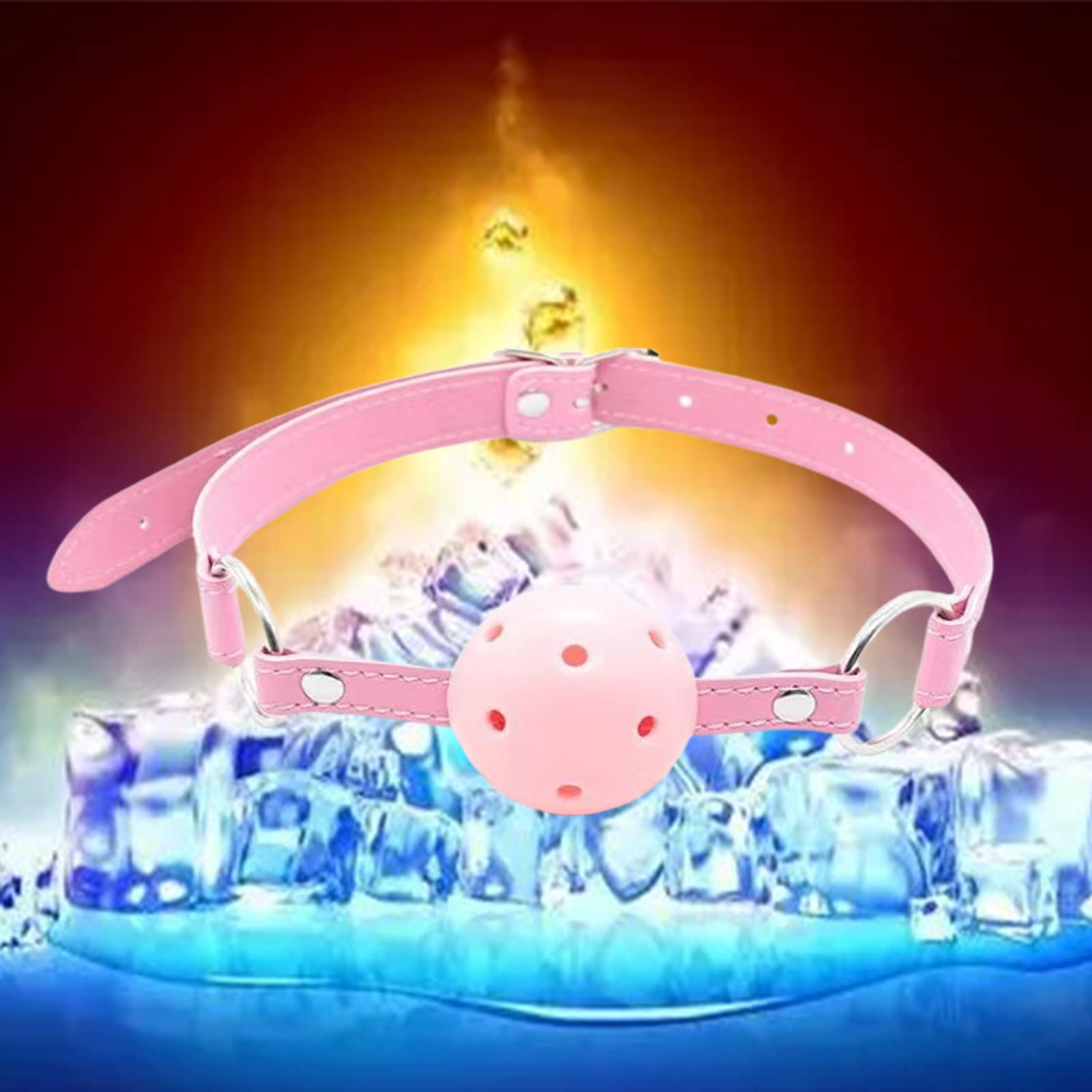 Breathable Ball Gag with Holes - Adjustable Length Open Mouth Gag for Adult Bondage, BDSM & Fetish Play - Pink Sex Toy for Couples & Fetish Lovers (Perfect for Roleplay & Sensory Play)