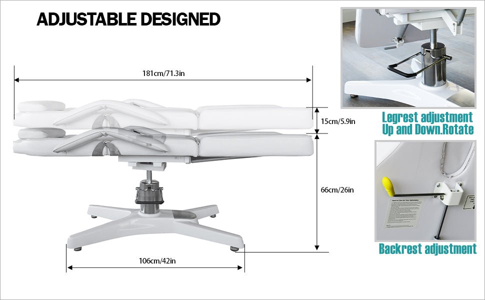 Greenlife Katia Premium Hydraulic Facial Bed & Tattoo Chair - Professional Salon SPA Massage Table for Facial Treatments, Tattooing & Beauty Services