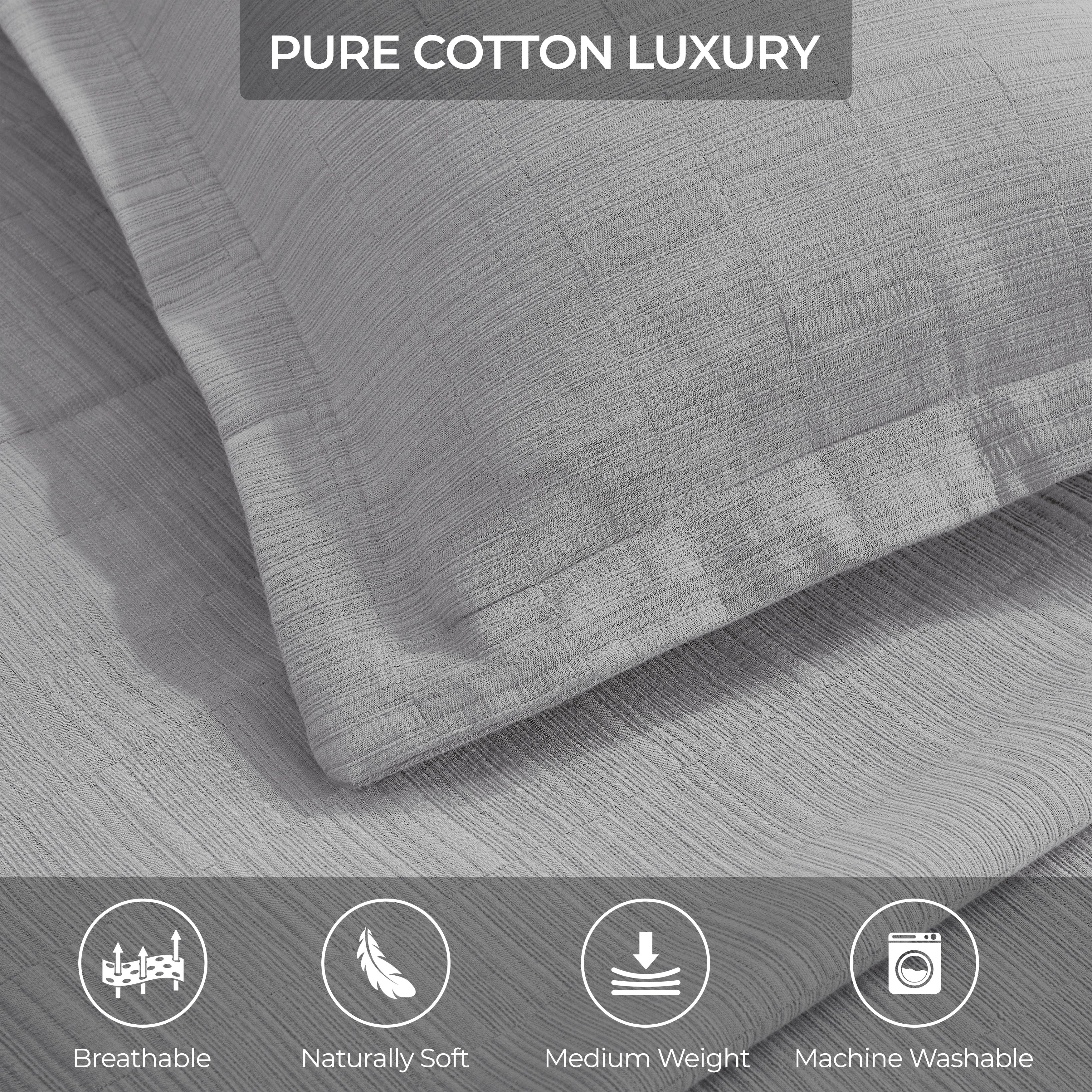 Premium Zenith Cotton Medium Weight Matelasse Bedspread & Sham Set - Queen Size, Luxury Textured Bedding for Master Bedroom & Guest Room Decor