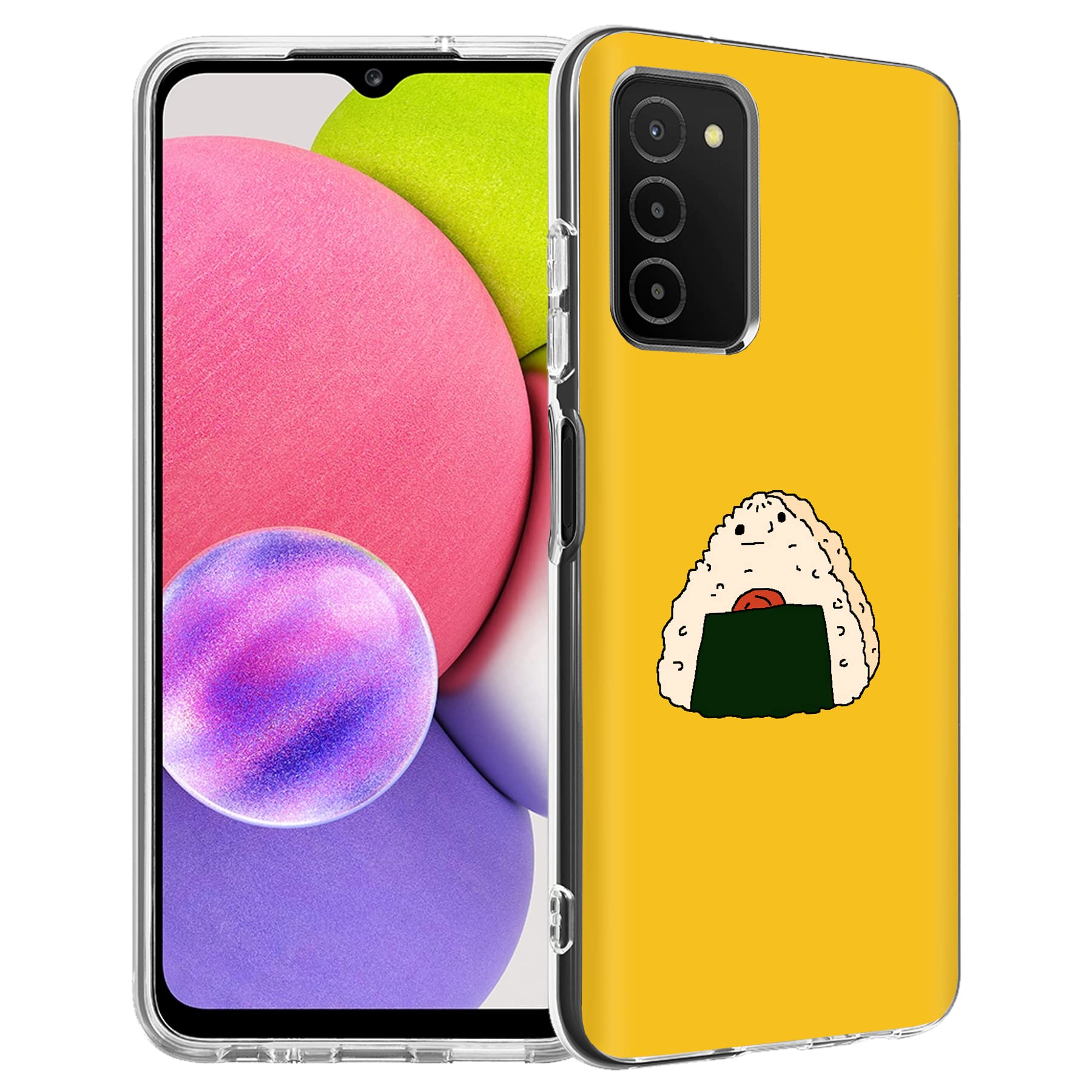Samsung Galaxy A03s / SM-A037 Slim TPU Case - Lightweight, Flexible & Anti-Scratch Protective Phone Cover with Cute Rice Ball Design | Perfect for Everyday Use, Work & Travel
