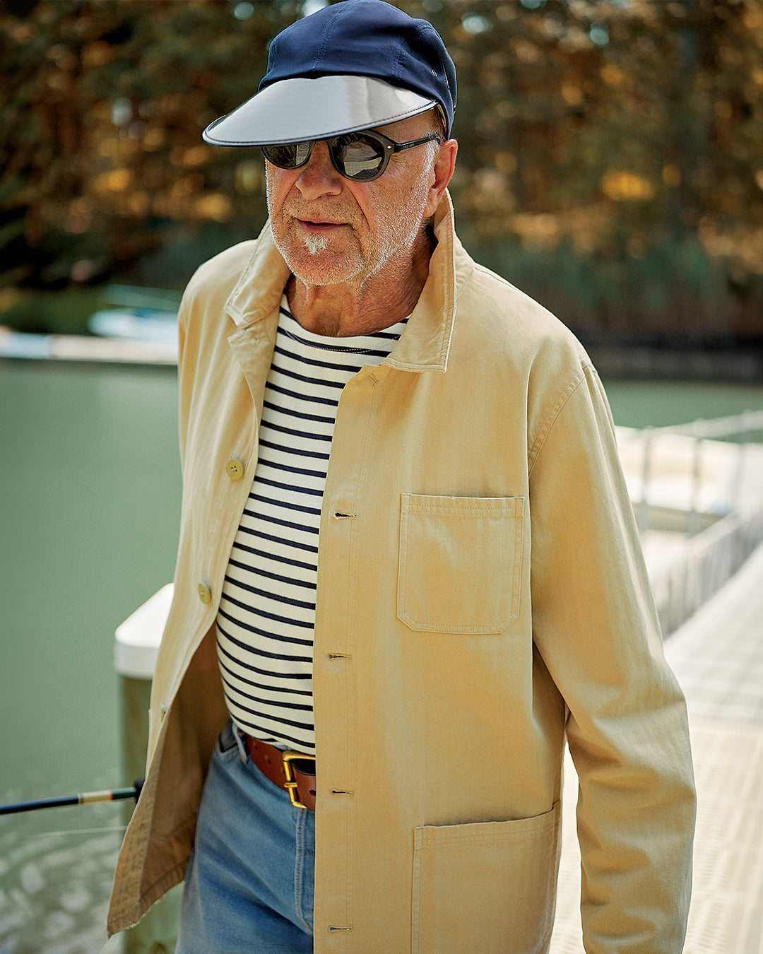 Men's Breton Stripe Boatneck T-Shirt - Classic Off White & Navy Striped Cotton Tee for Casual Wear, Weekend Outfits, and Layering