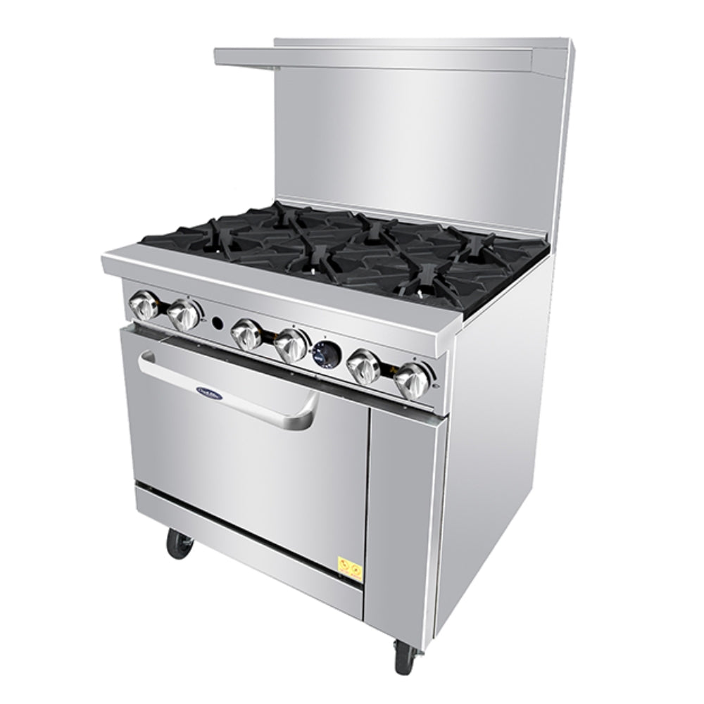 Atosa 36-Inch Commercial Gas Range with 6 Burners & Oven - 192,000 BTU Natural Gas - Perfect for Restaurants, Catering & Commercial Kitchens