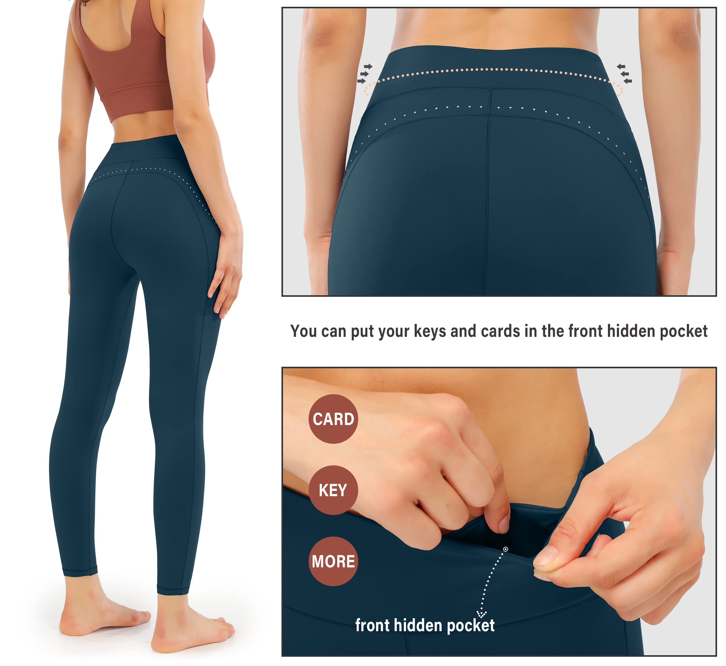 JOYSPELS High Waisted Workout Leggings for Women - Tummy Control Yoga Pants with Pockets (Blackish Green) | Gym, Running, Yoga & Everyday Wear