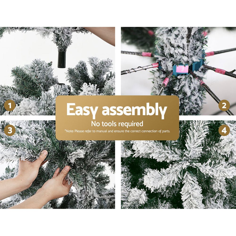 2.1M Artificial Christmas Tree with 1106 Snowy Tips - Premium Xmas Decor for Home, Office & Holiday Party Decorations