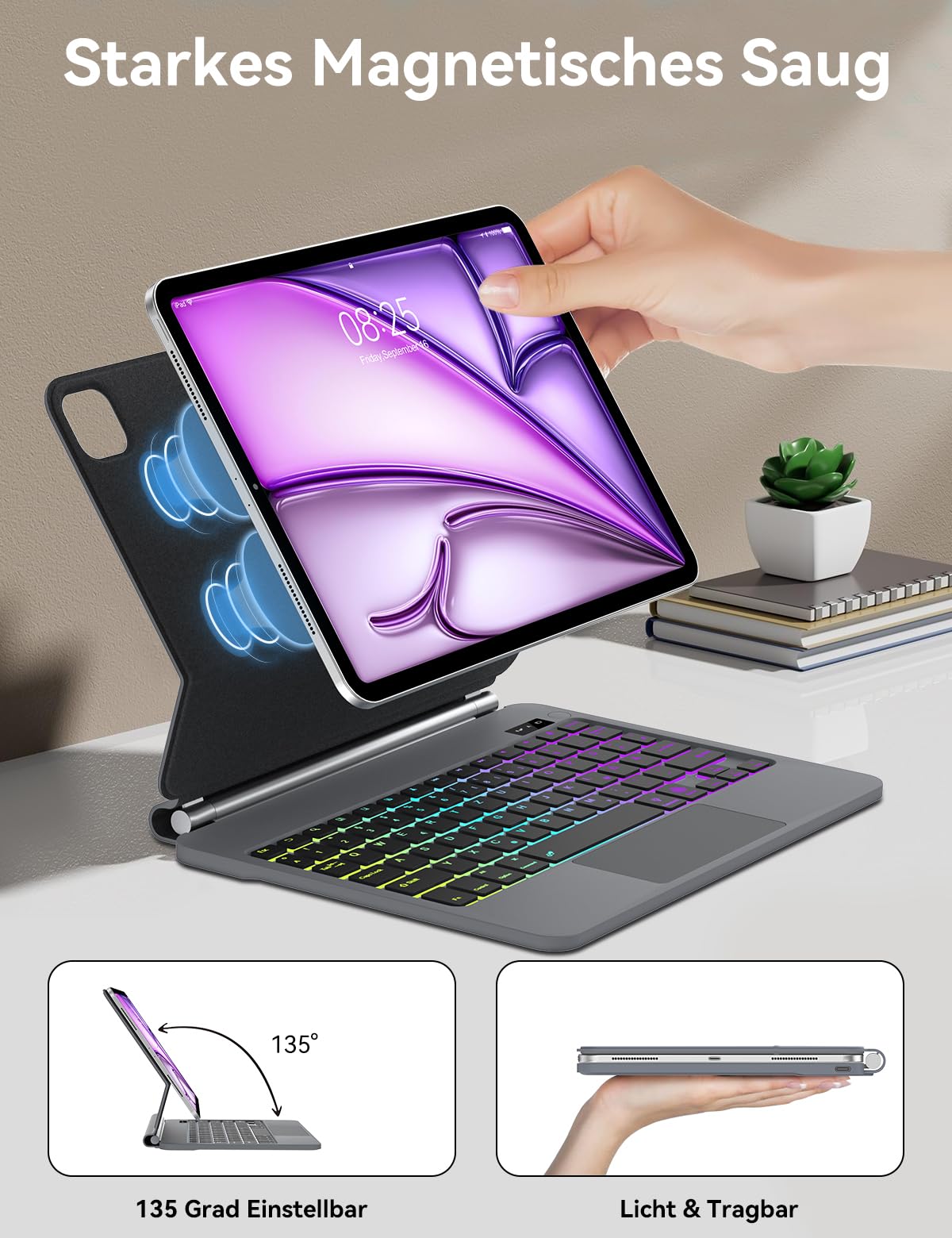 JADEMALL Magic Keyboard for iPad Air 13