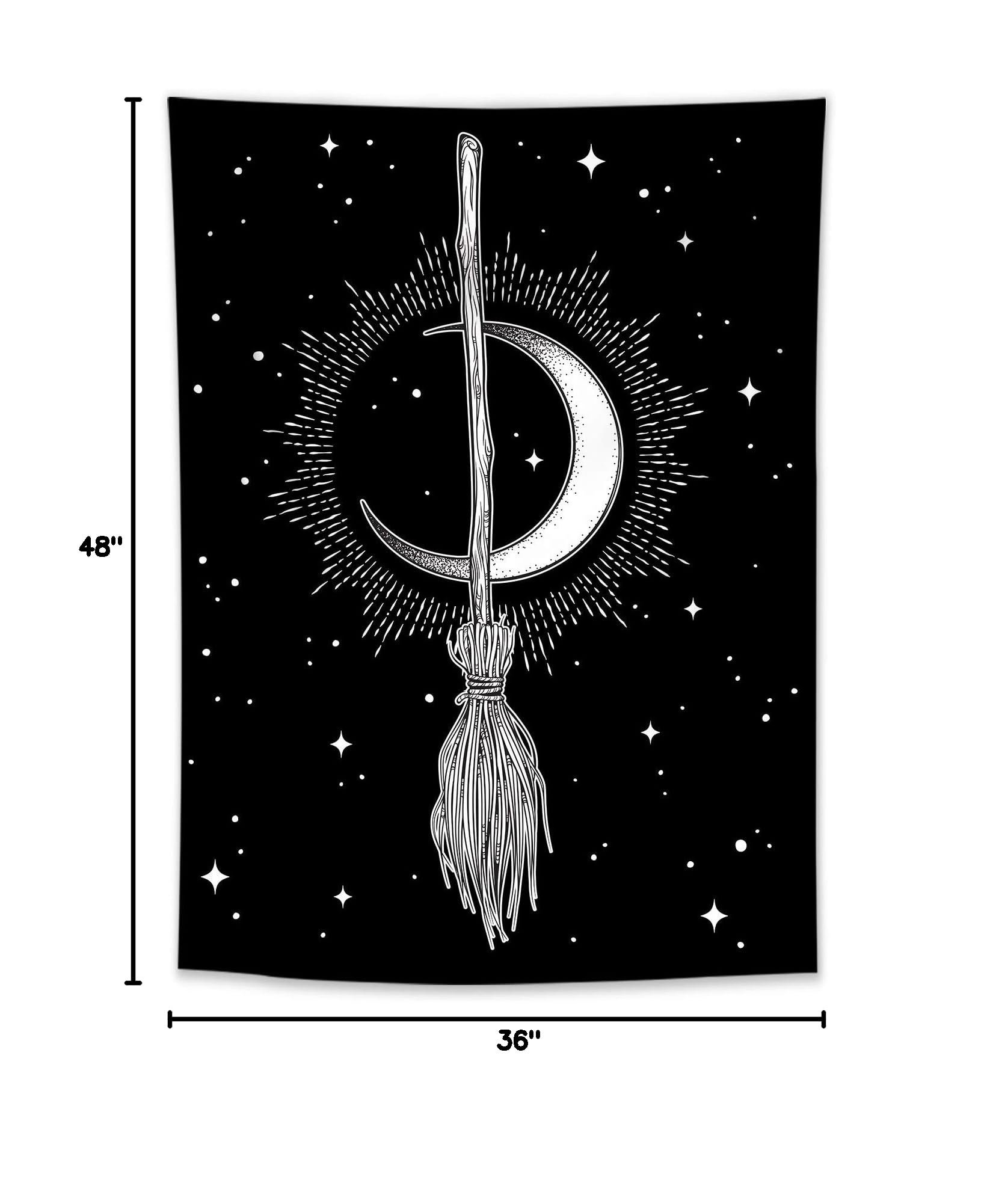 HVEST Witch Moon Tapestry - Bohemian Wall Decor for Bedroom & Living Room - 36x48 Inches - Perfect for Boho Home Decor