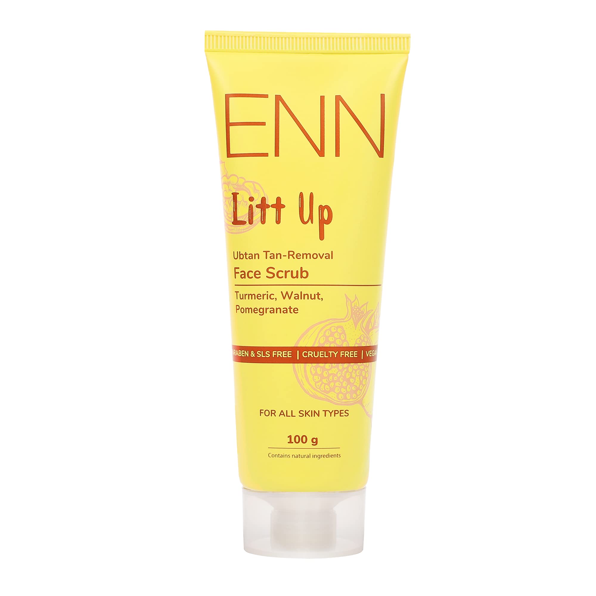 Enn Litt Up Ubtan Foaming Face Scrub - Turmeric & Saffron for Tan Removal, Skin Brightening & Glowing Skin (100g) | Gentle Exfoliation for Daily Skincare Routine