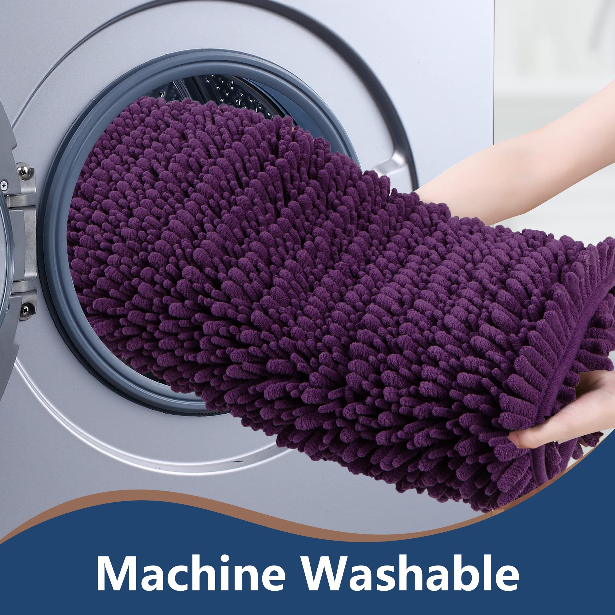 FLOLEOPA Soft Plush Microfiber Bathroom Rugs - Super Absorbent, Non-Slip Machine Washable Bath Mat for Tub, Shower & Bathroom Floor (20x32 Inches, Plum) - Perfect for Cozy Bathrooms & Spa-Like Showers