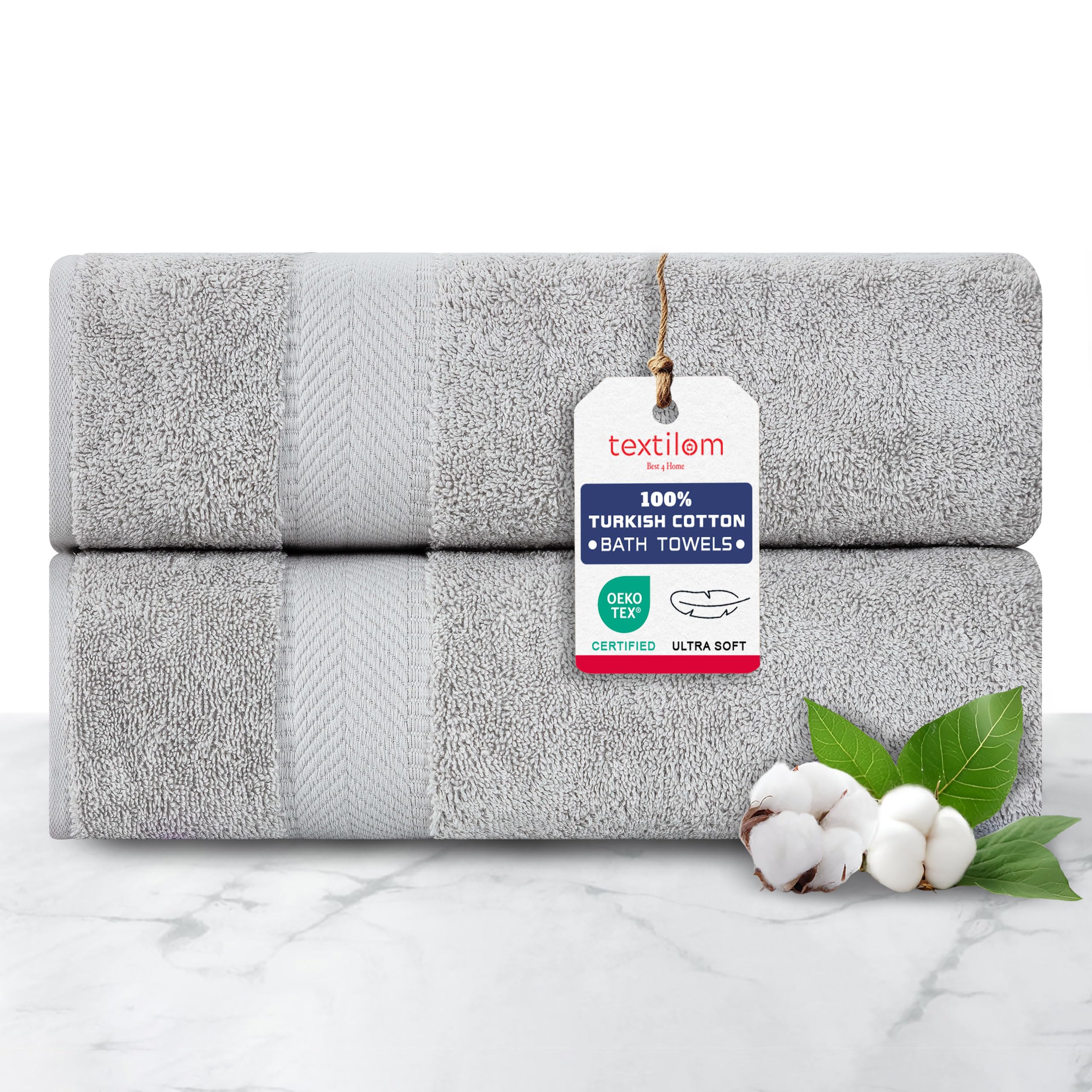 Premium 100% Turkish Cotton Bath Towel Set - 2 Pack Luxury Hotel Quality Bath Towels, Ultra Soft & Highly Absorbent (27