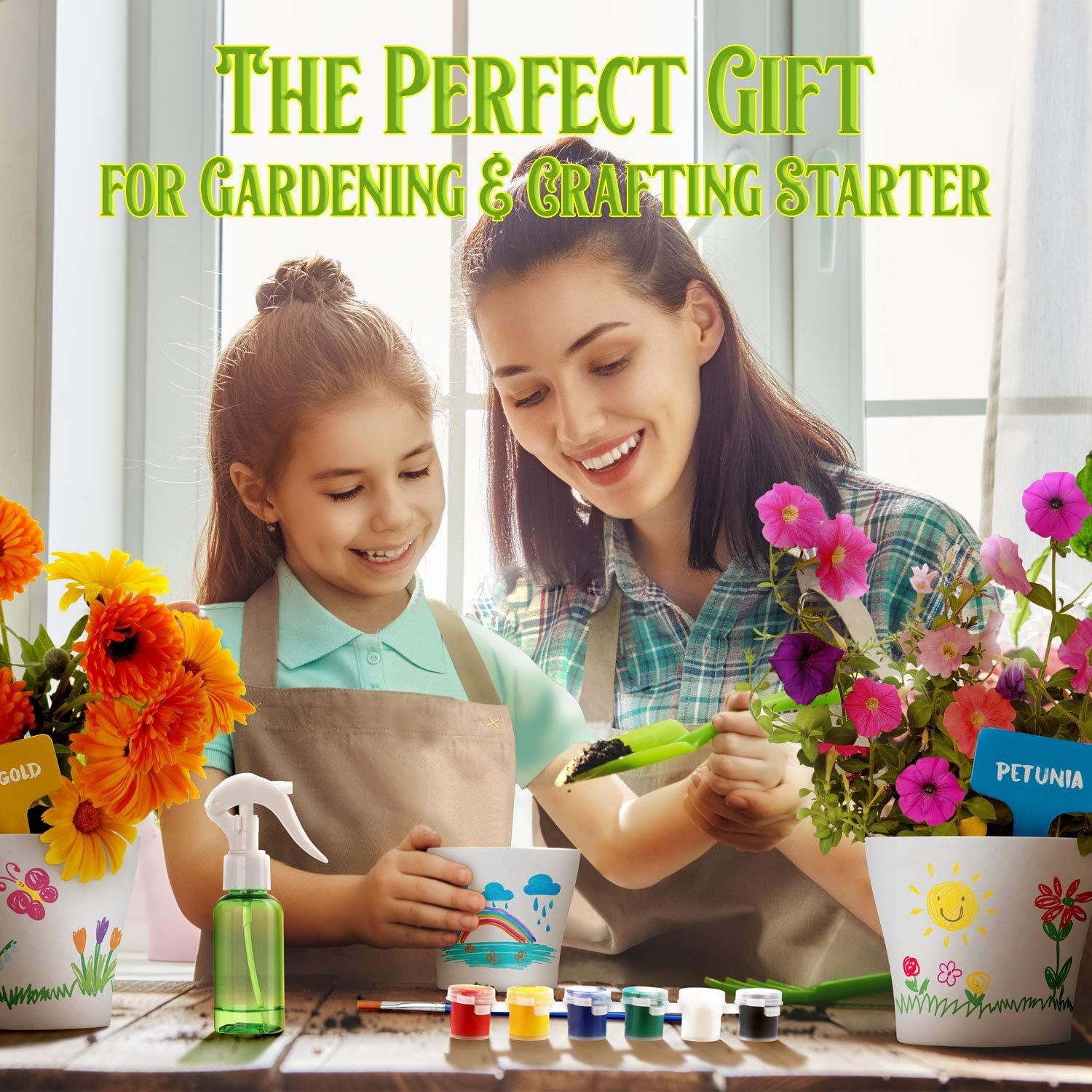 Paint and Plant Flower Growing Kit for Kids - Gardening Set with 3 Pots, Soil & Seeds - Creative Easter Gift for Boys & Girls Ages 5-12 - Fun Indoor Activity for Spring & Summer