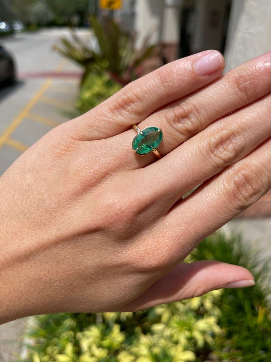 3.36 Carat 14K Gold Oval Emerald Solitaire Ring for Women - Elegant Engagement, Wedding, Anniversary Jewelry Gift