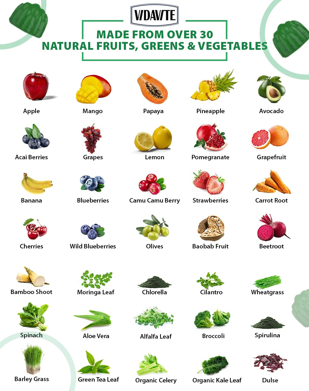 Sugar-Free Fruit and Veggie Gummies with 35+ Greens, Vitamins for Immunity, Skin & Gut Health — Best Fruit & Vegetable Supplement for Adults & Kids (60 Gummies) — Perfect for Daily Nutrition, Travel & On-the-Go Wellness