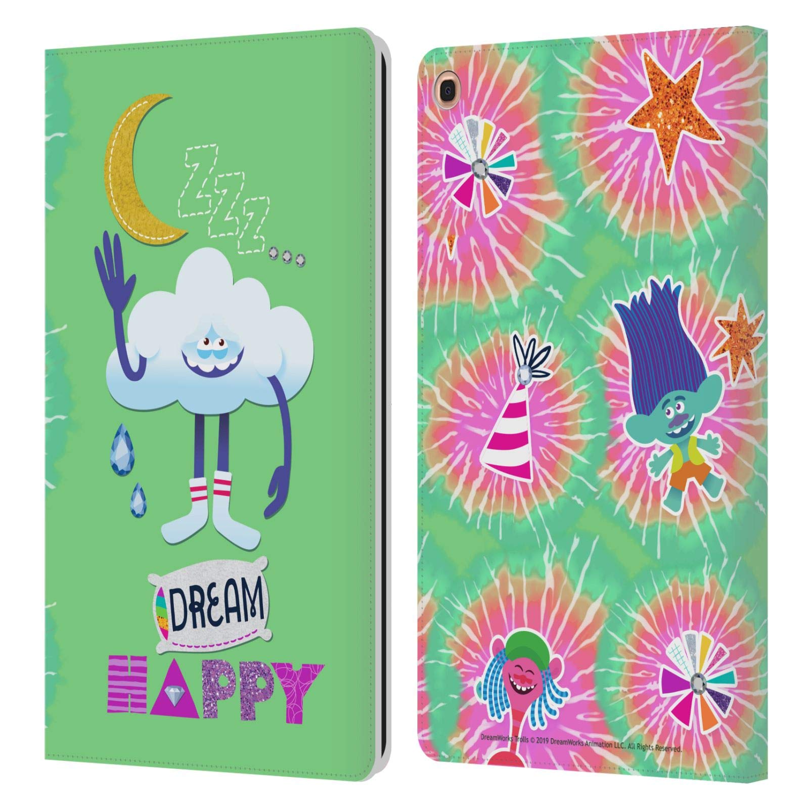 Head Case Designs Trolls Dream Happy Cloud Leather Book Wallet Case for Samsung Galaxy Tab A 10.1 2019 – Officially Licensed, Durable Protection for Kids, Travel & School
