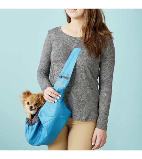 Outward Hound Pooch Pouch Dog Sling Carrier - Adjustable & Comfortable Pet Sling for Small Dogs (Blue) | Perfect for Travel, Hiking & Daily Use